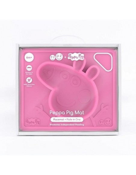 EZPZ - SILIKONOWA MISECZKA Z PODKŁADKĄ, 2W1 PEPPA PIG - RÓŻOWA