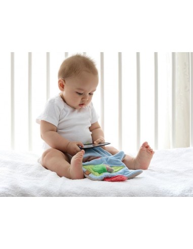 AKTYWIZUJĄCA MIĘKKA KSIĄŻECZKA SÓWKA Z LUSTERKIEM, GRYZAKIEM I GRZECHOTKĄ 6M+ PLAYQ, Sigikid